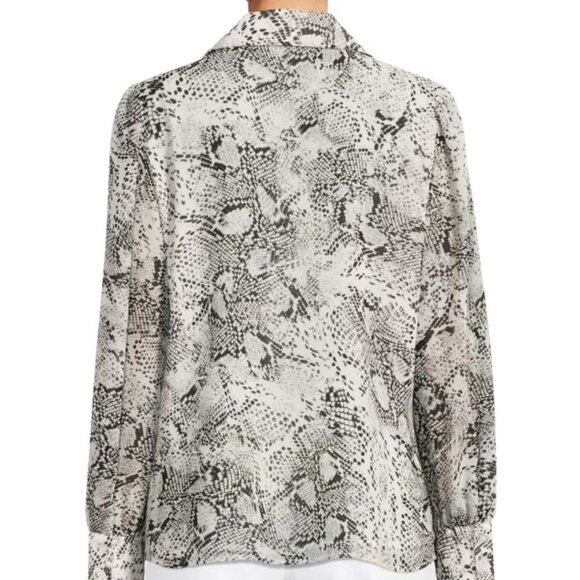 Calvin Klein Snakeskin Button Up Shirt Blouse Top Plus 1X Chiffon Lined $99 nwt - Picture 2 of 8